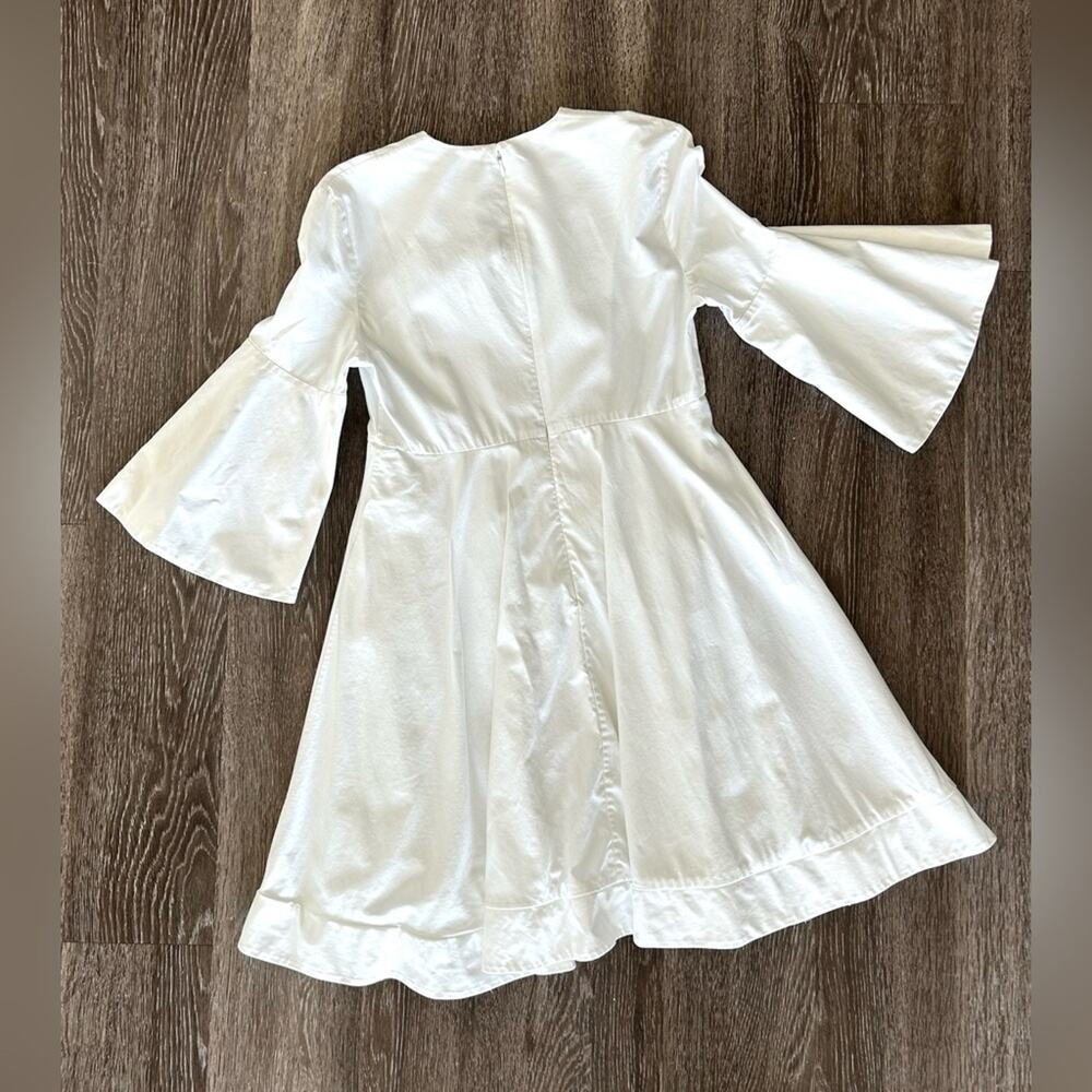 CARVEN White Origami Bell Sleeve Cotton Women’s Dress French 34 US 2 - Picture 5 of 7